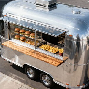 Highly Towing Airstreams Stainless Steel Aluminum Customizable Color Food Trailer Ice-cream Truck Water System Snack Food Candy