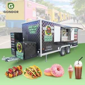 Street Deep Fryer BBQ Trailer China Small Mobile Food Truck with Full Kitchen Fiberglass Candy Vend Ice Cream Taco Cart for Sale