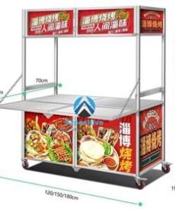 Collapsible Food Cart Fast Food Trailer for Noodles KanTon Boiling Teppanyaki Deep Fry-for Snacks and Ice Cream Restaurants