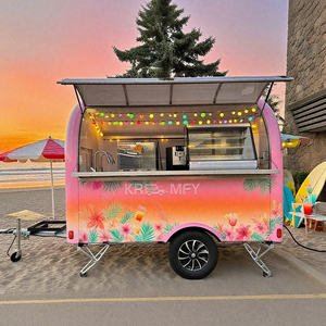 Mobile Food Truck Trailer with Fully Equipped Kitchen for Snack Food & Ice Cream Fiberglass Construction Outdoor Use