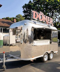 New 304 Stainless Steel Mobile Food Truck Style Trailer with Full Kitchen for Hotdogs Snacks Chips Coffee Ice Cream Trailer