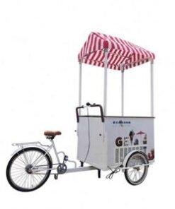 Electric Stainless Steel Towing Coffee Tricycle Ice Cream Food Cart Mobile Pancake Food Truck Manpower Outdoor Street Vending