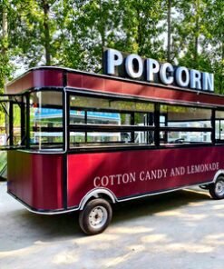 SANSHELL Custom Electric Food Truck Trailer Vintage Mobile Kitchen for Popcorn & Ice Cream Fast Food Bus Cart on Sale 220v