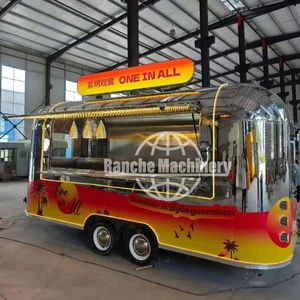 Mobile Pizza Ice Cream Fast Food Truck Fully Equipped Stainless Steel BBQ Food Trailer Pass Inspection for Sale Europe