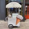 Compact Mini Ice Cream Dessert Push Cart Large Storage Weather Canopy Mobile Park Beach Vending Business Food Trailer