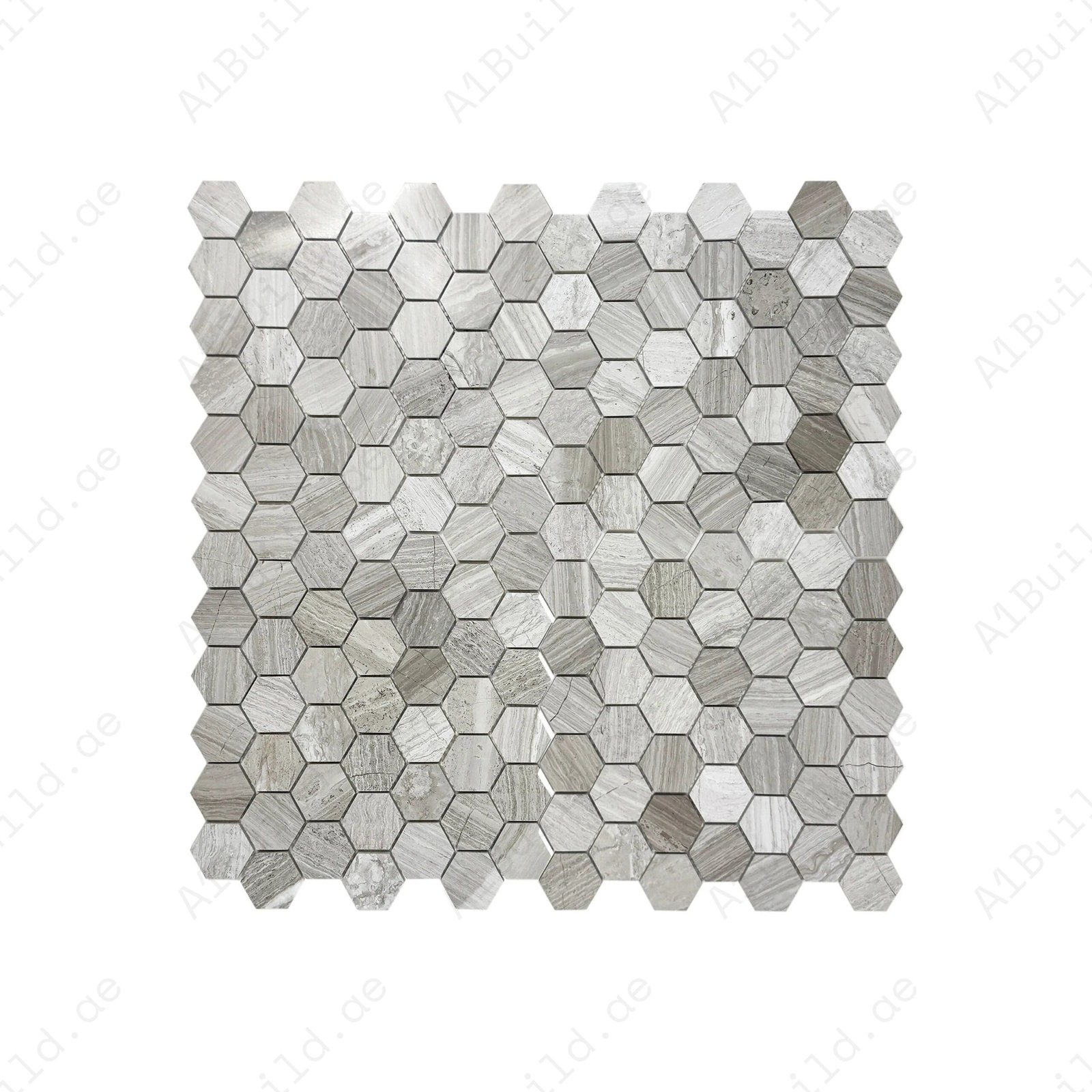 Hexaluxe White Wood Vein Polished Hexagon Marble Mosaic