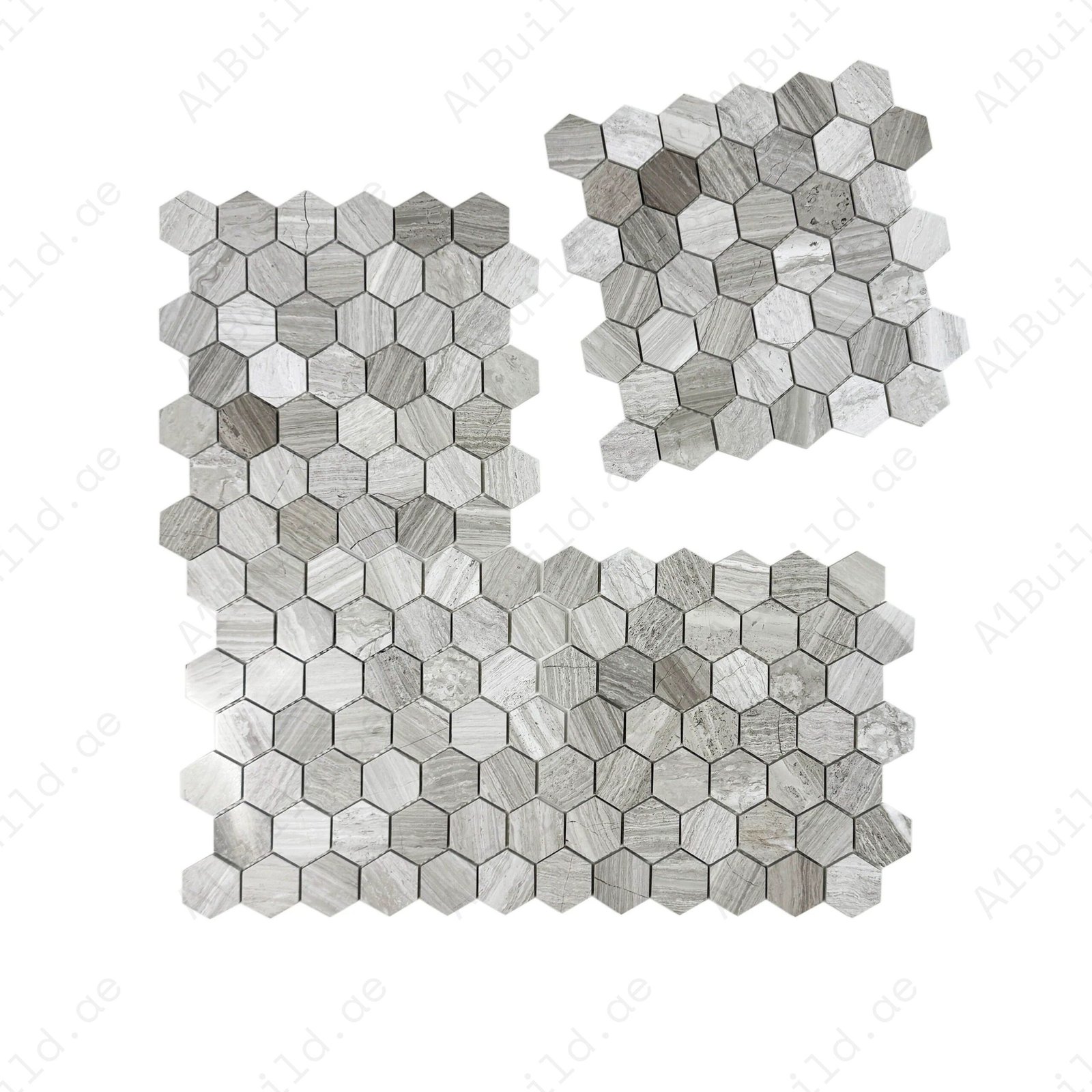 Hexaluxe White Wood Vein Polished Hexagon Marble Mosaic - Image 2