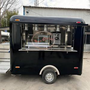 Breeze Black Luxury Fiberglass Food Trailer High-Appearance Ice Cream Mobile Unit Rust Resistant Stainless Steel Frame for