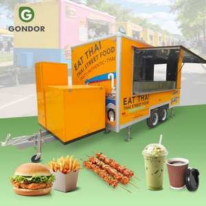 BBQ Trailer Small Food Truck China Street Vend Mobile Deep Fryer Taco Cart Ice Cream Car Fiberglass Candy Chips for Sale