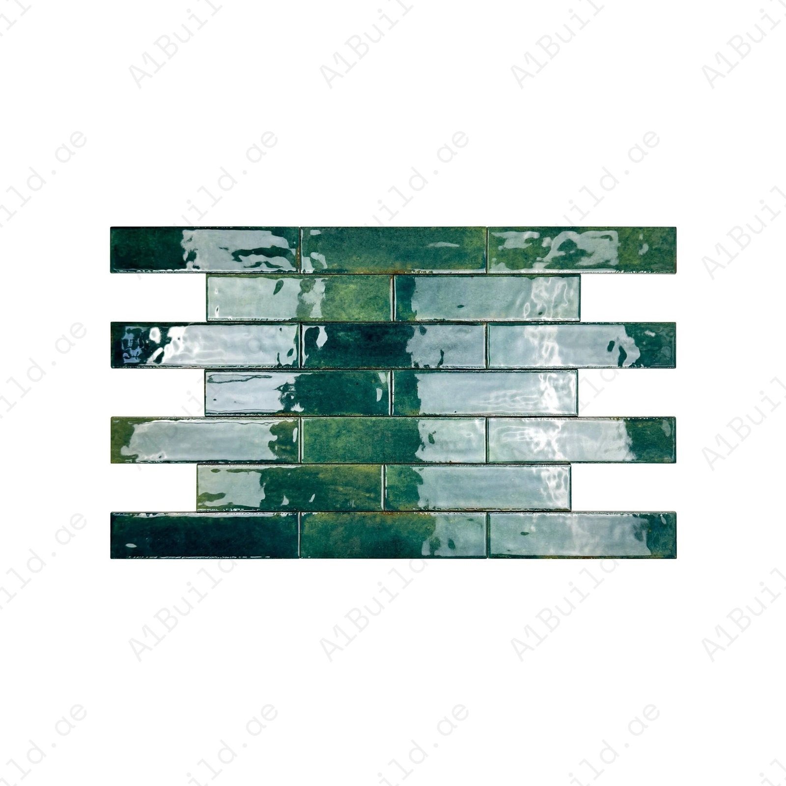 Himalayan Serenity Series Dark Blue Green Glossy Porcelain Artisanal Tile - Image 2