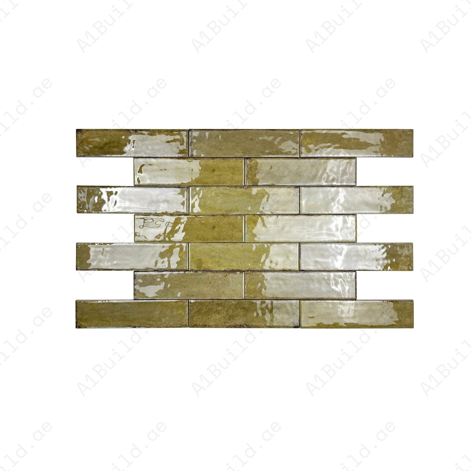 Himalayan Serenity Series Leaf Green Glossy Porcelain Artisanal Tile - Image 2