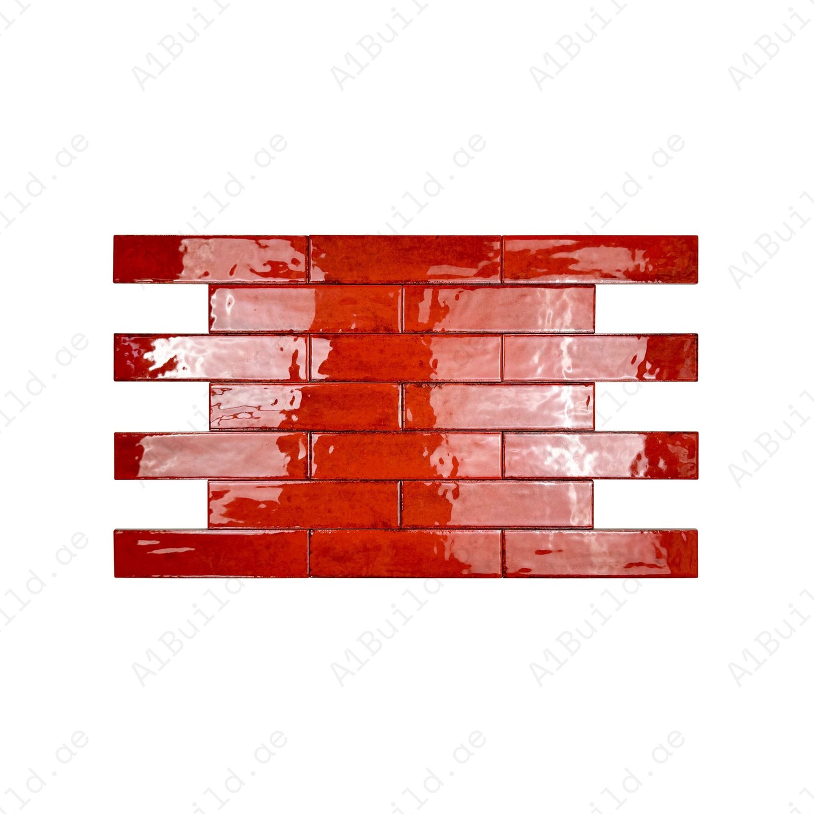 Himalayan Serenity Series Ruby Red Glossy Porcelain Artisanal Tile - Image 2