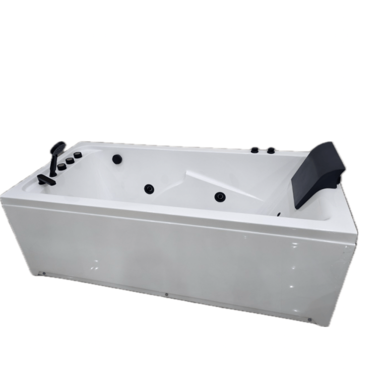 Jacuzzi Bathtub – 180×85 cm | White Acrylic | Black Accessories