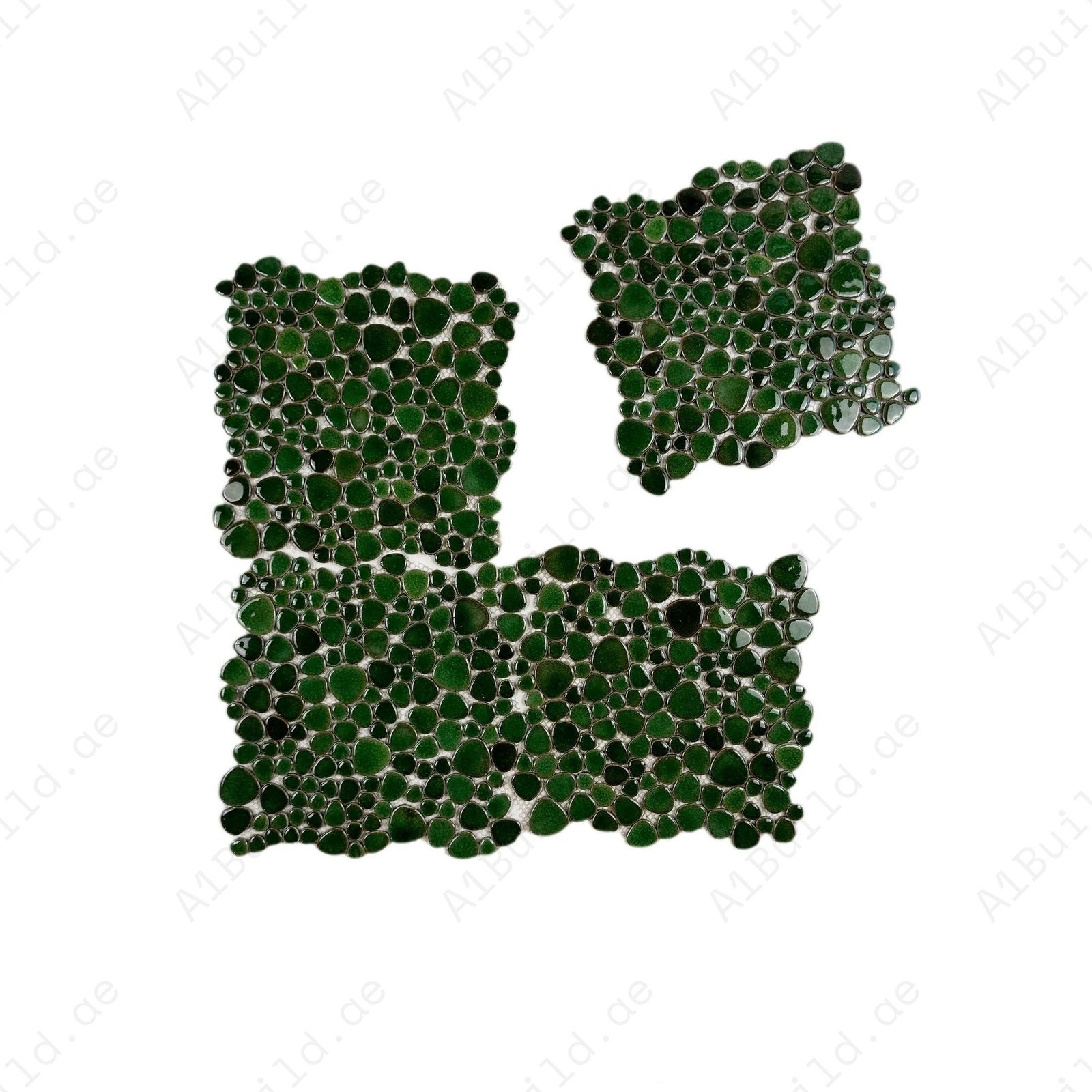 Positano Sky Series Kelly Green Round Ice Crack Porcelain Mosaic - Image 2