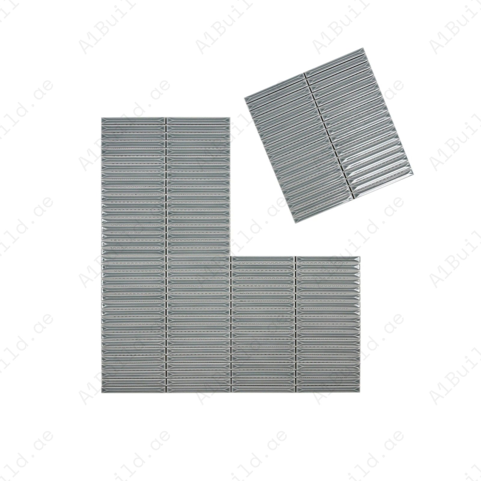 Sicilian Luxury Series Lava Grey Elongated Beveled Rectangular Shape Glossy Porcelain Mosaic - Image 2