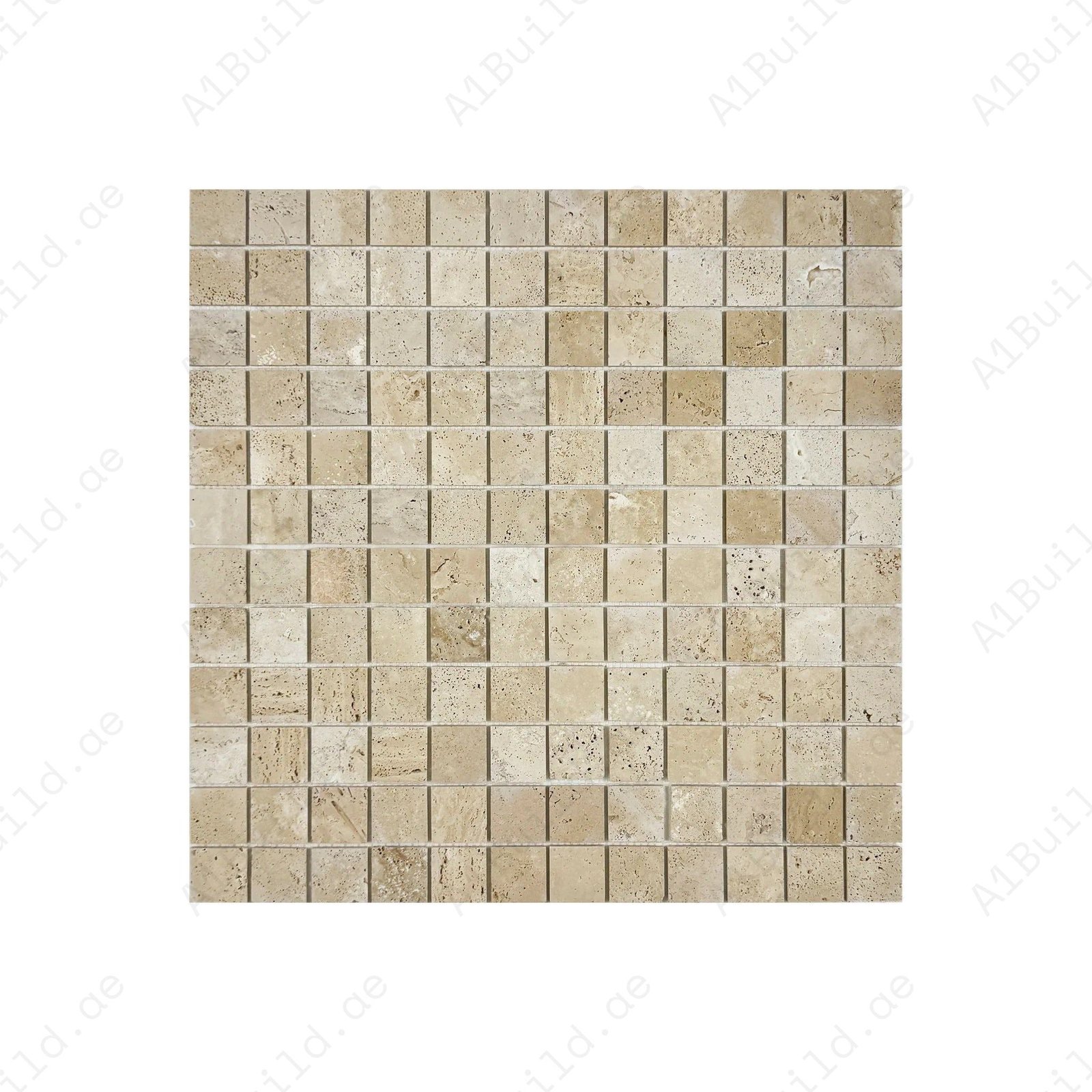 Palace Royale Series Light Beige Honed Square Travertine Marble Mosaic