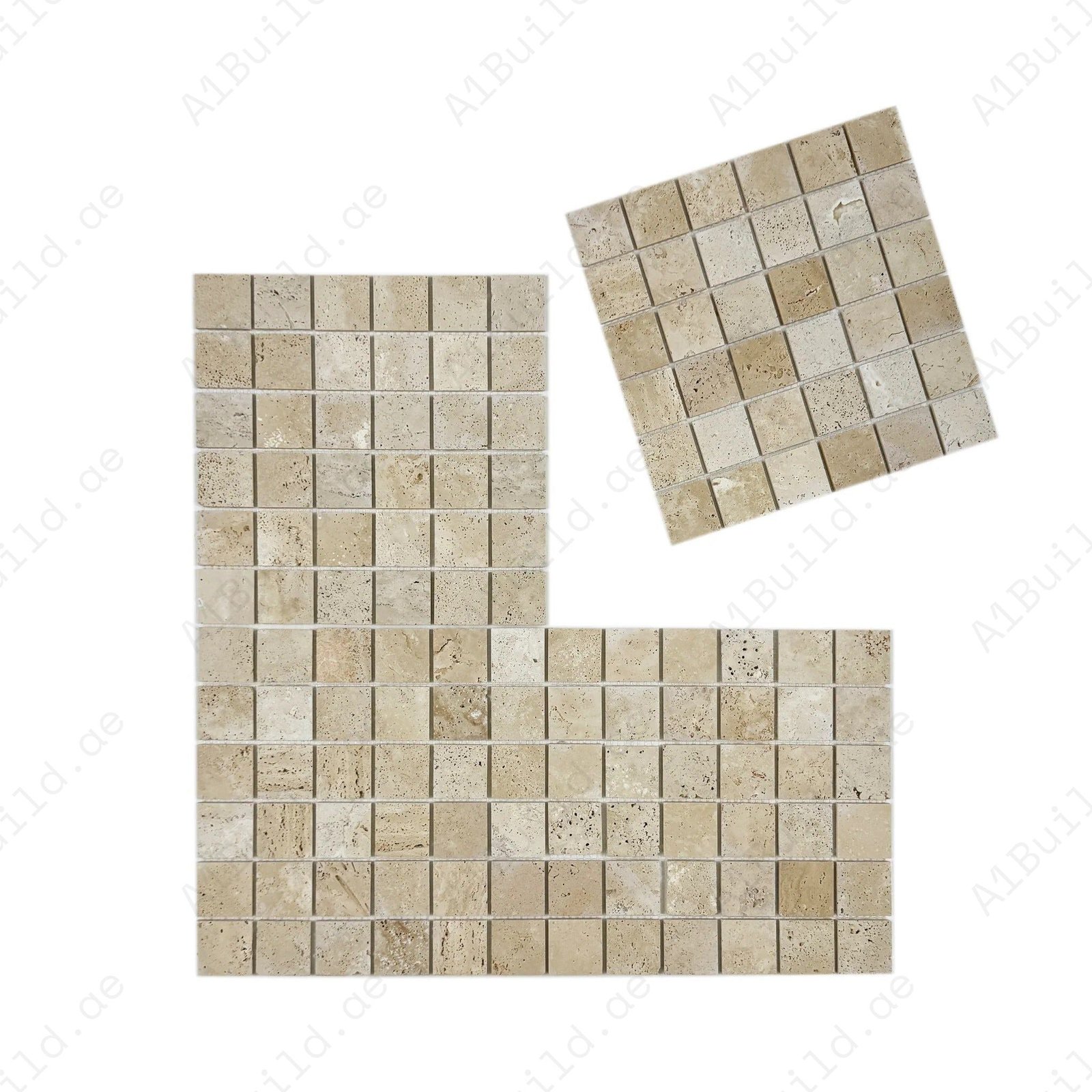 Palace Royale Series Light Beige Honed Square Travertine Marble Mosaic - Image 2