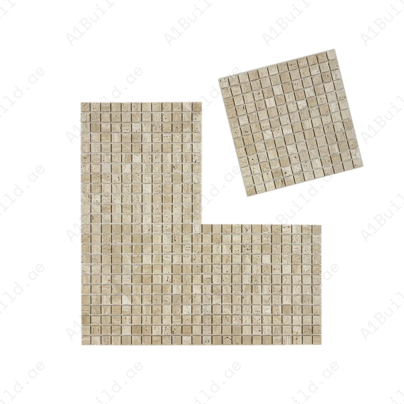 Palace Royale Series Light Beige Honed Square Travertine Marble Mosaic - Image 2