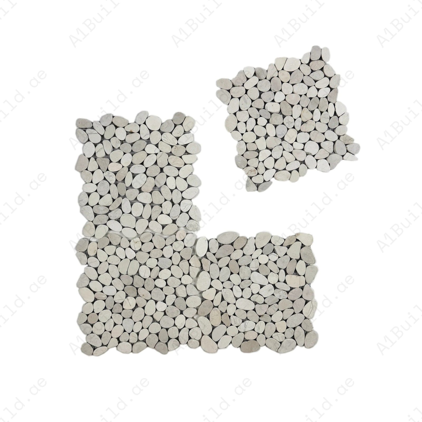 Pebble Serenade Series Light Beige Semi-Matte Sliced Cutting Long Elliptic Shape Natural Pebble Stone Mosaic - Image 2