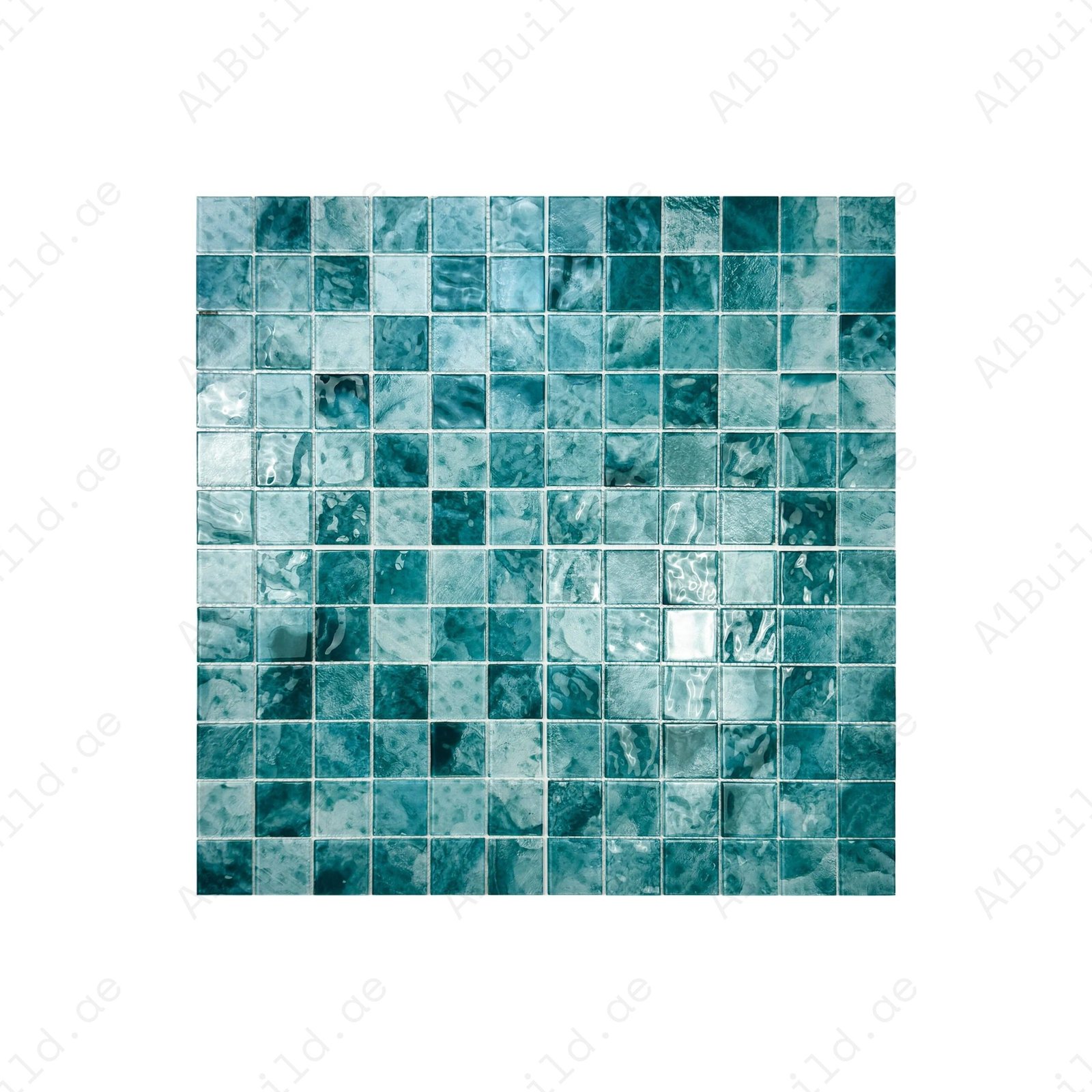 Marble Mirage Series Light Blue & Tiffany Blue Mixed Marble Transparent Texture Crystal Glass Mosaic