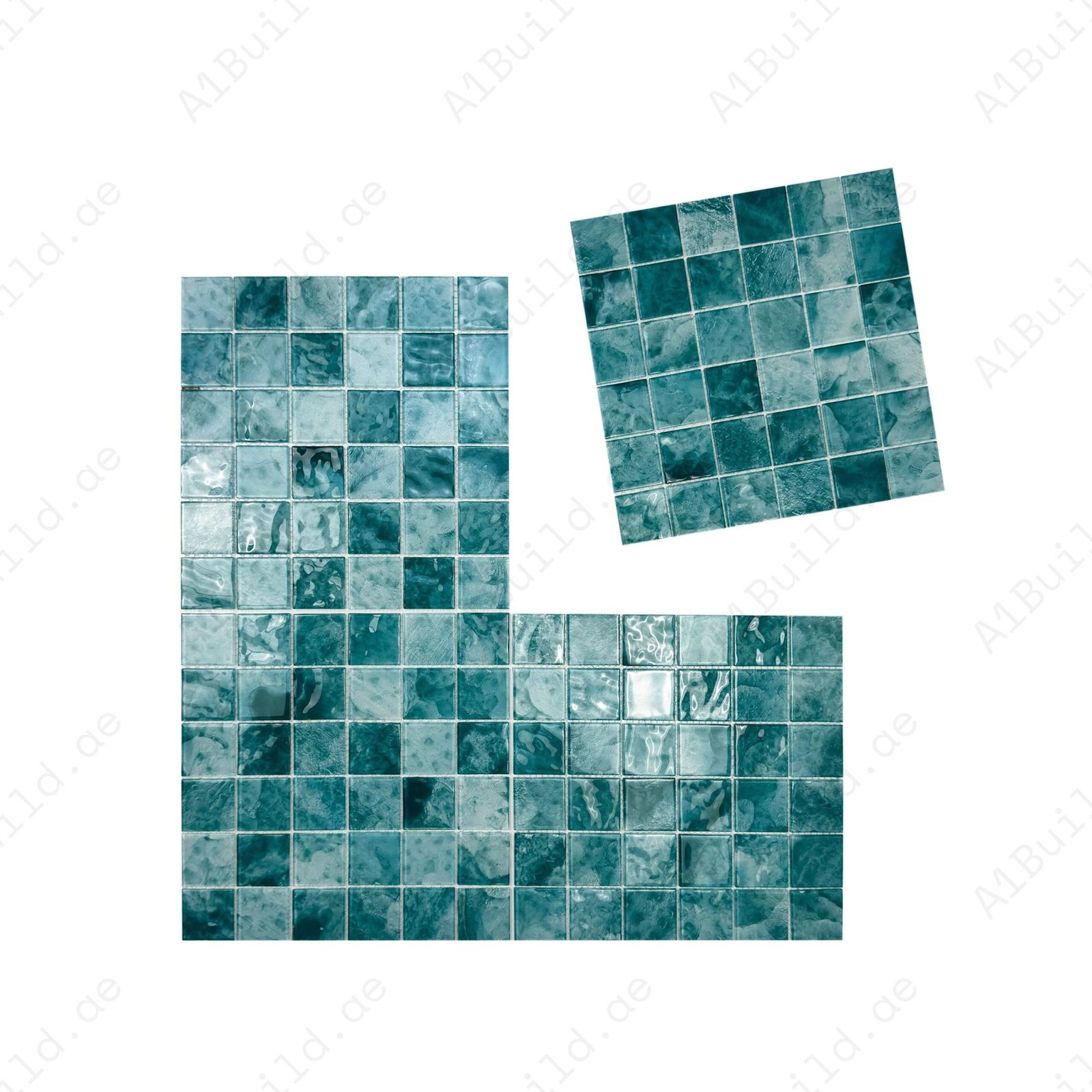 Marble Mirage Series Light Blue & Tiffany Blue Mixed Marble Transparent Texture Crystal Glass Mosaic - Image 2