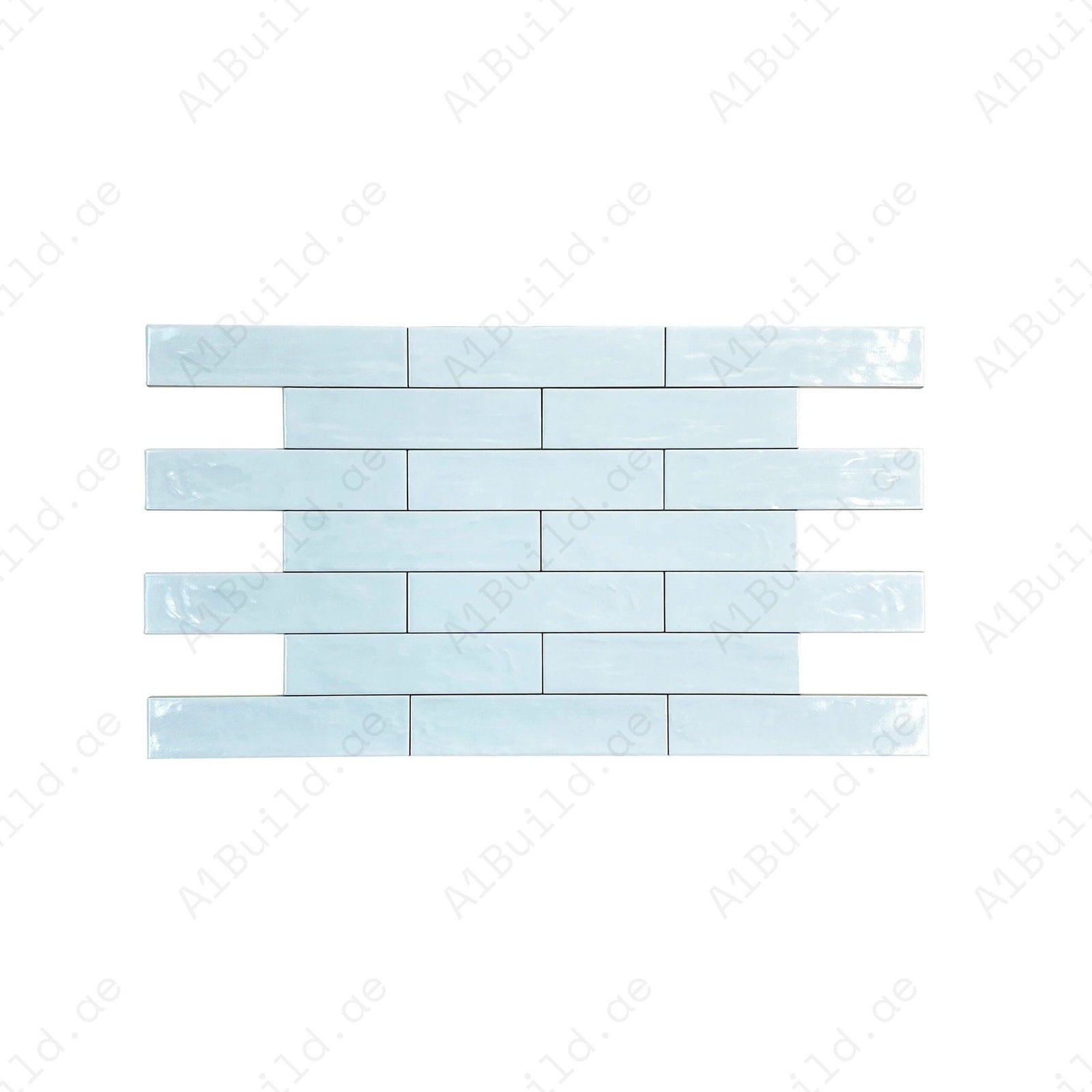 Light Cyan Semimatte Pearlescent Ceramic Artisanal Tile - Image 2