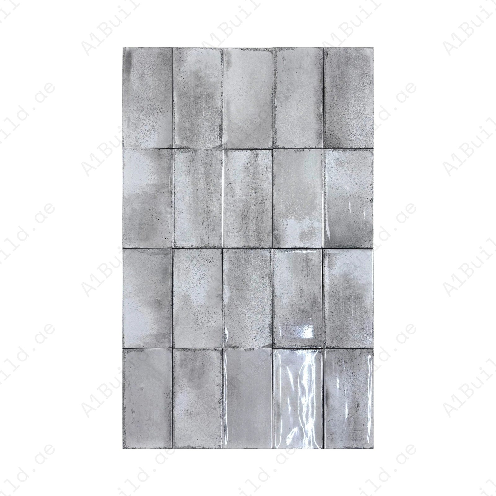 Light Grey Glossy Ceramic Artisanal Tile
