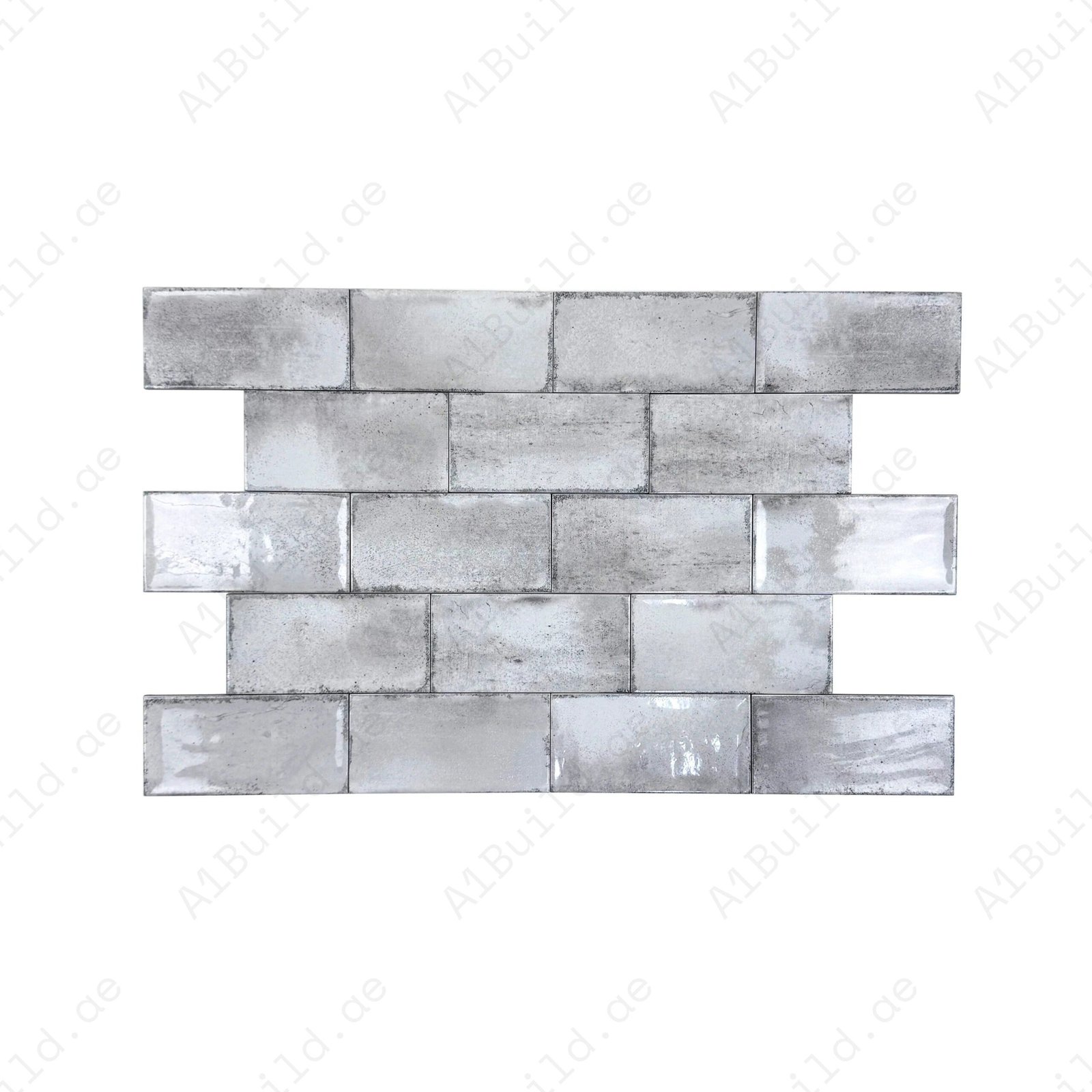Light Grey Glossy Ceramic Artisanal Tile - Image 2