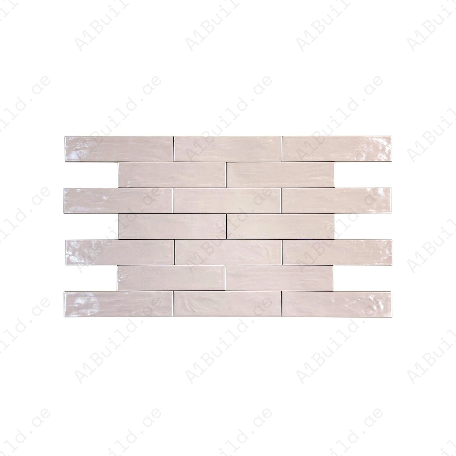 Light Pink Semimatte Pearlescent Ceramic Artisanal Tile - Image 2