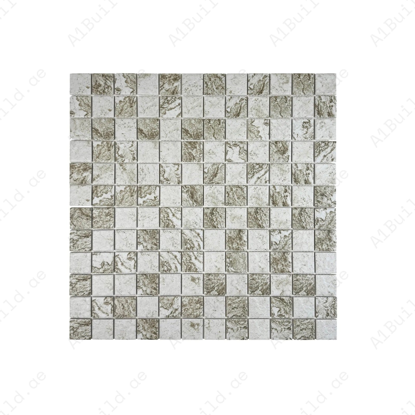 Majestic Naturale Light Off White & Brown & Gray Mixed Stone Pattern Porcelain Mosaic