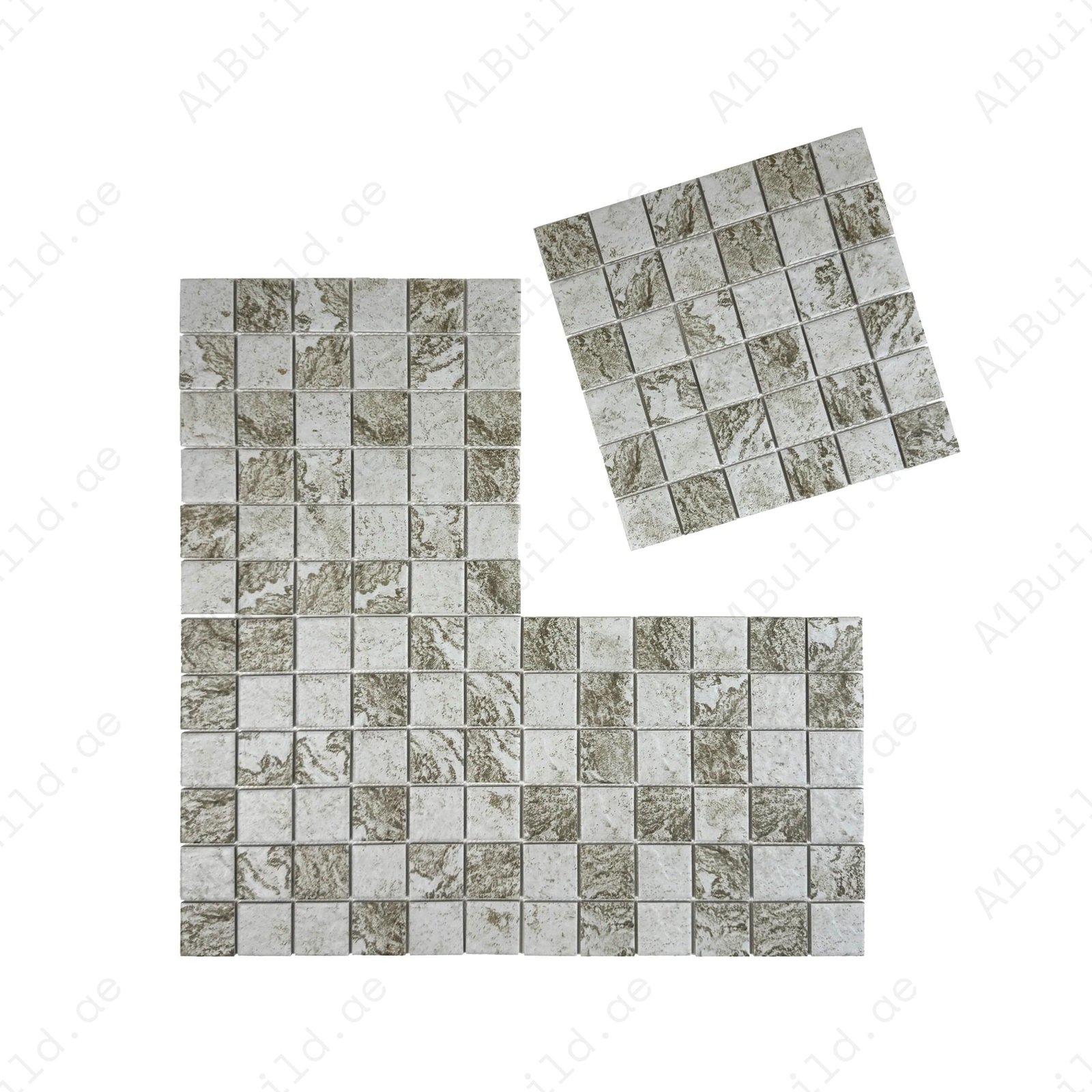 Majestic Naturale Light Off White & Brown & Gray Mixed Stone Pattern Porcelain Mosaic - Image 2