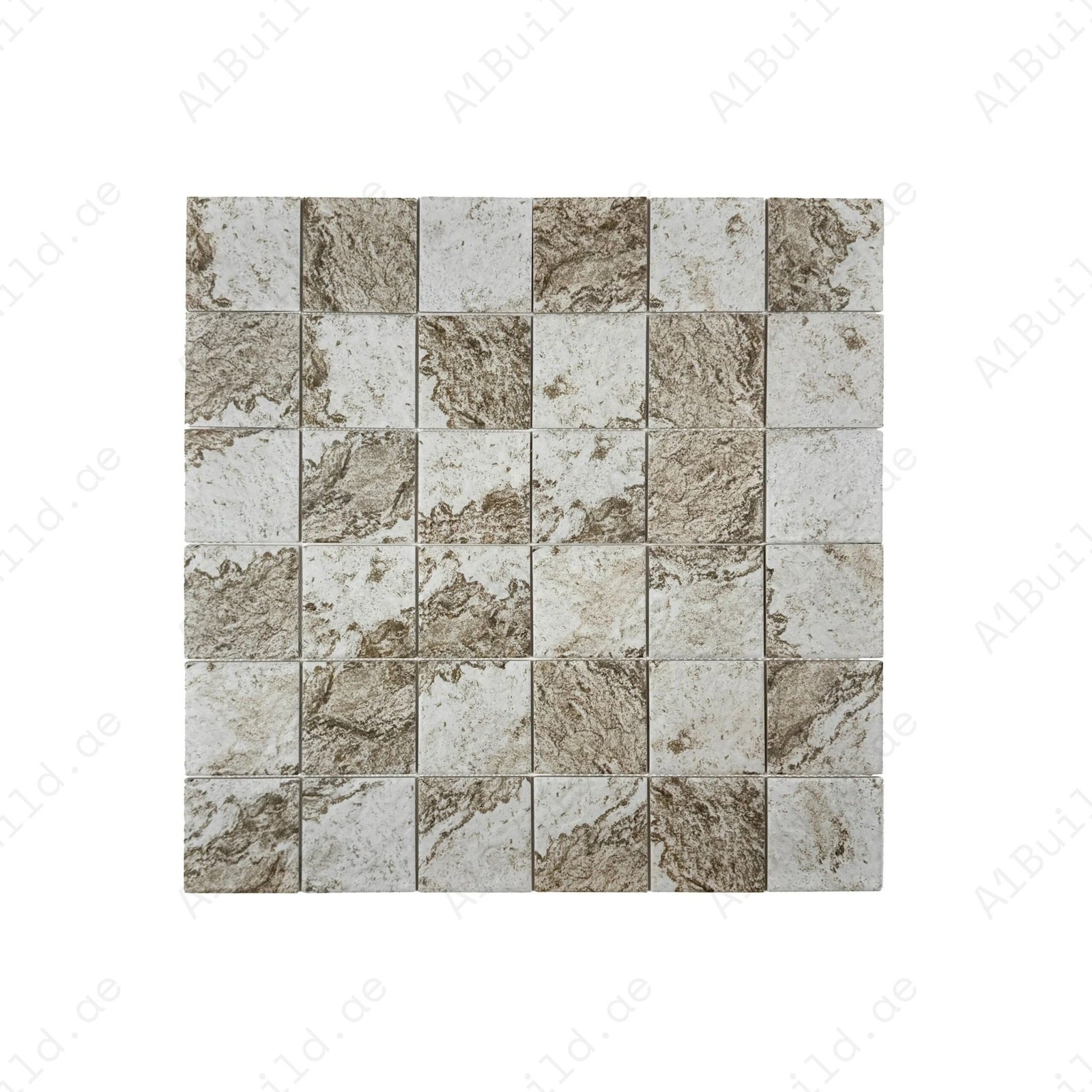 Majestic Naturale Light Off White & Brown & Gray Mixed Stone Pattern Porcelain Mosaic