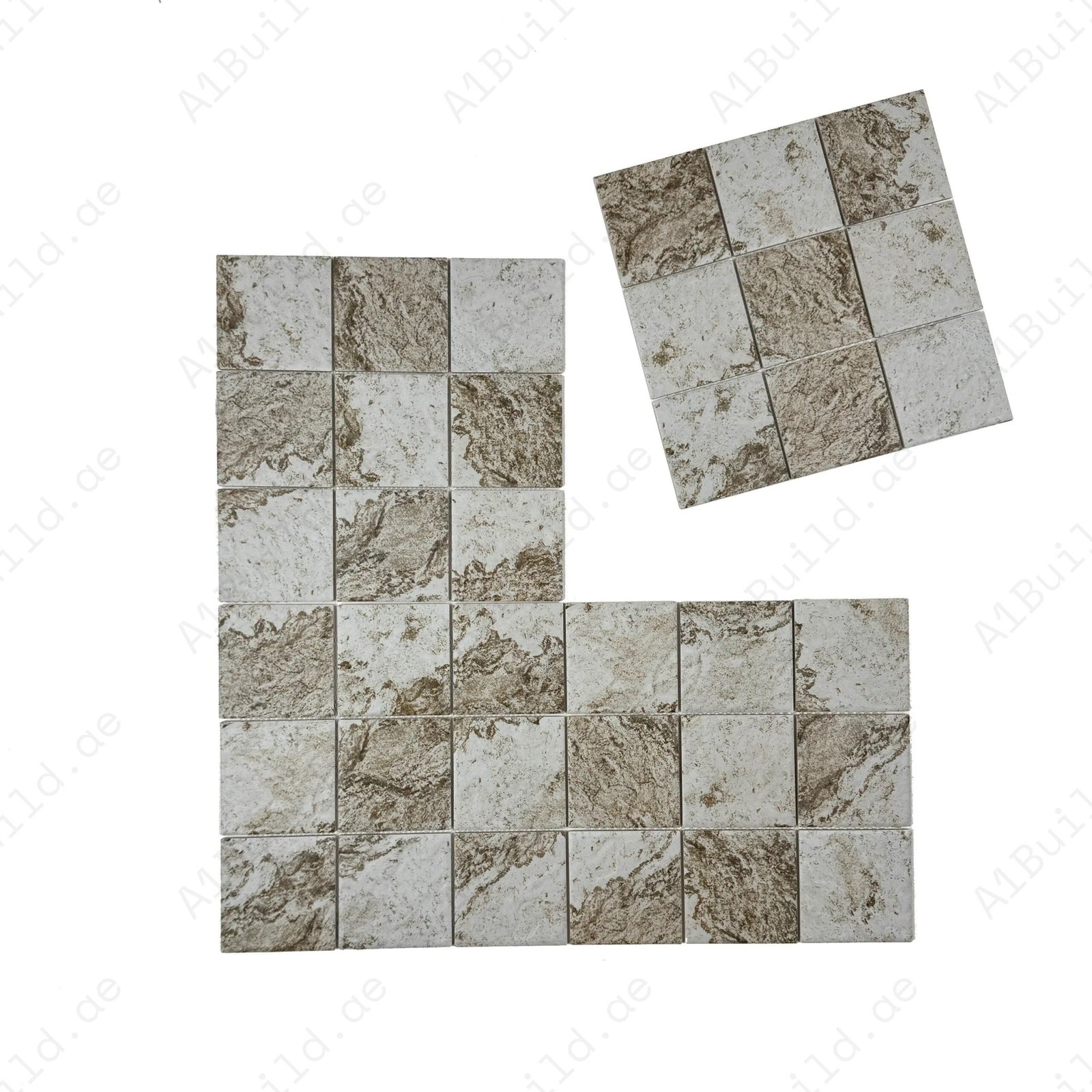 Majestic Naturale Light Off White & Brown & Gray Mixed Stone Pattern Porcelain Mosaic - Image 2