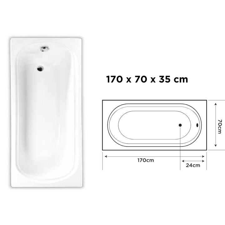 Serenity in style: lotus acrylic bathtub – 170x70x35cm dimensions for a blissful bathing experience - Image 2