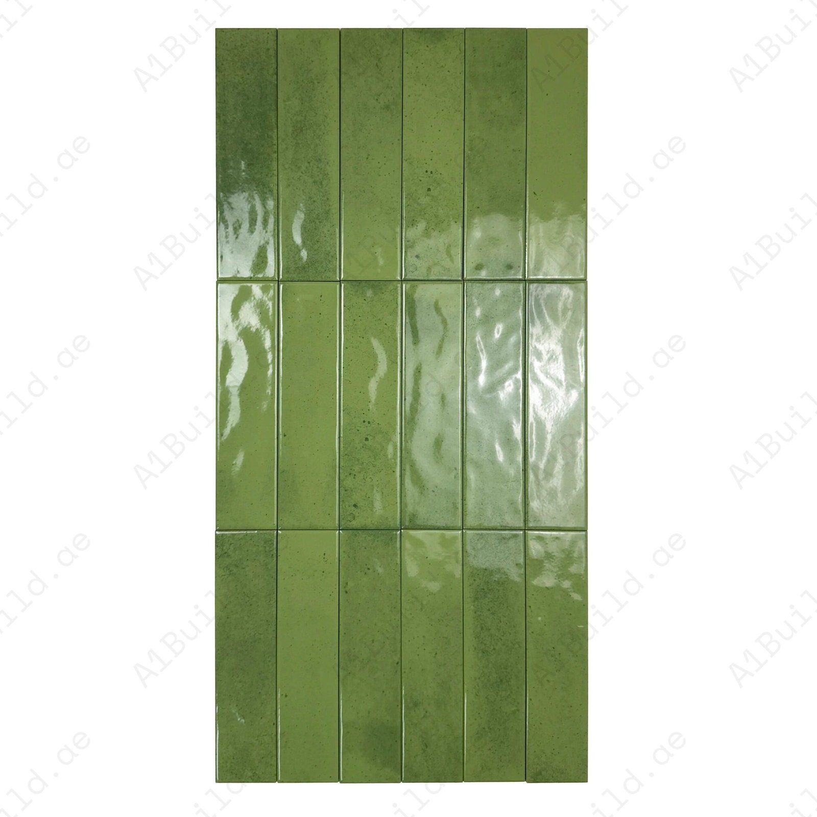 Lustre Vintage Fern Green Glossy Ceramic Artisanal Tile