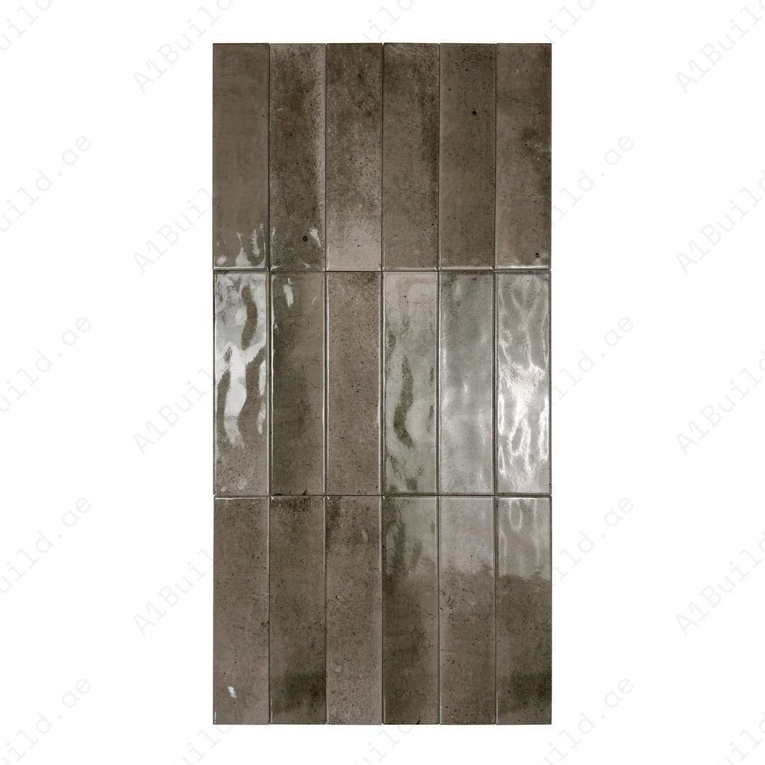 Lustre Vintage Fossil Grey Glossy Ceramic Artisanal Tile
