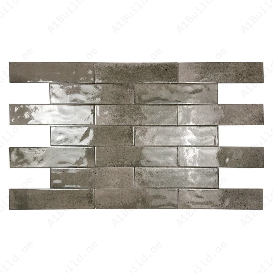 Lustre Vintage Fossil Grey Glossy Ceramic Artisanal Tile - Image 2