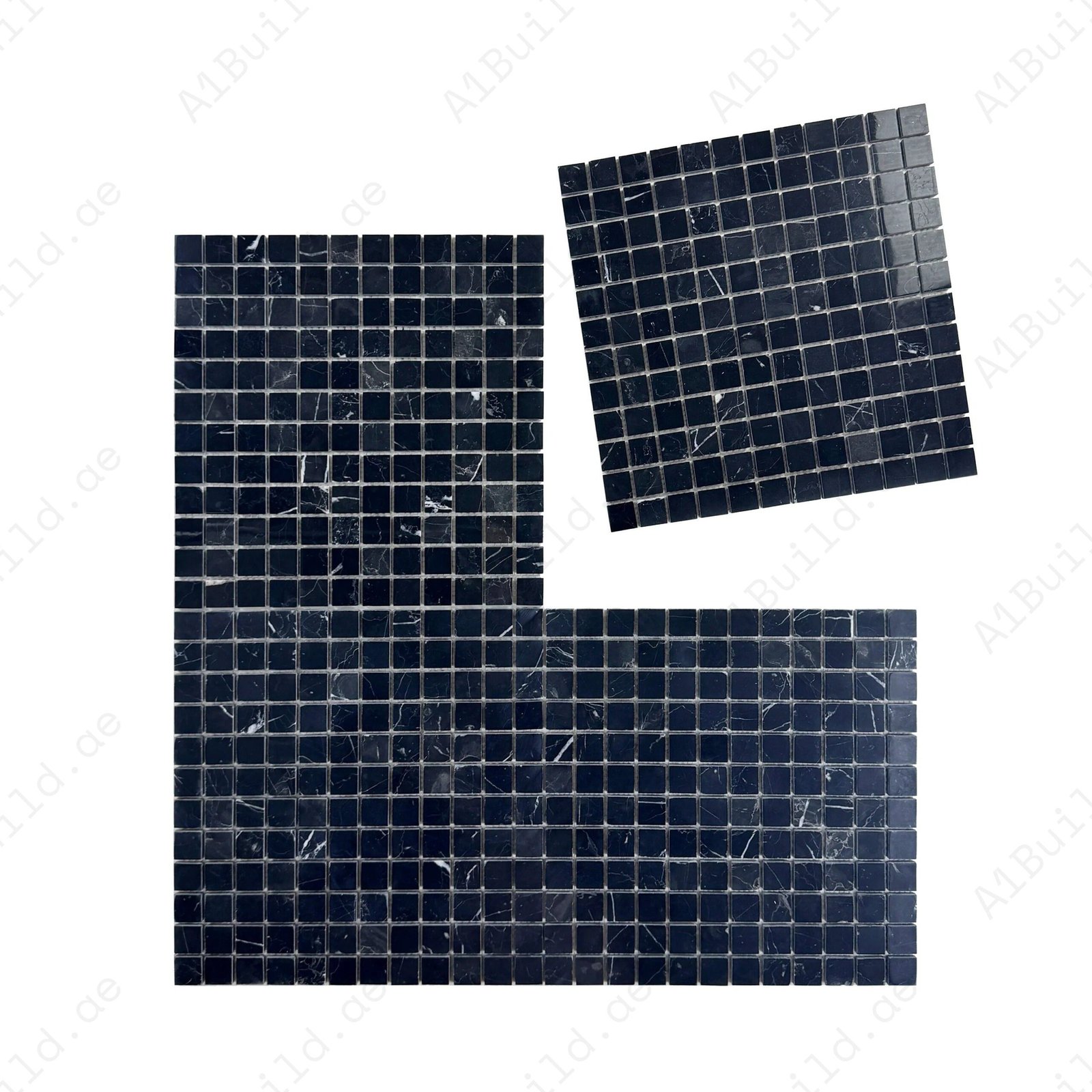 Palace Royale Series Black Marquina Polished Square Marble Mosaic - Image 2