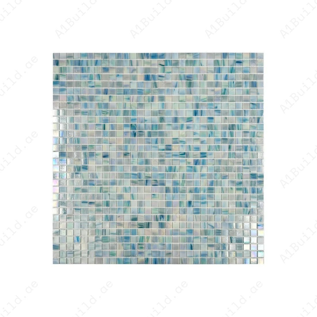 Glacial Artistry Series Nile Blue & Tiffany Blue & Cream White Mixed Hot Melt Glass Mosaic