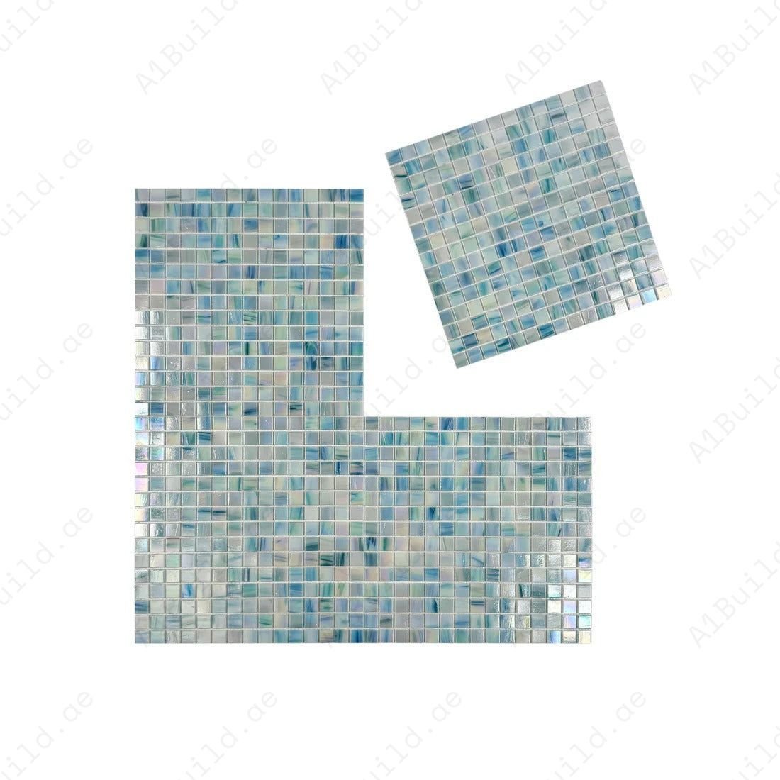 Glacial Artistry Series Nile Blue & Tiffany Blue & Cream White Mixed Hot Melt Glass Mosaic - Image 2