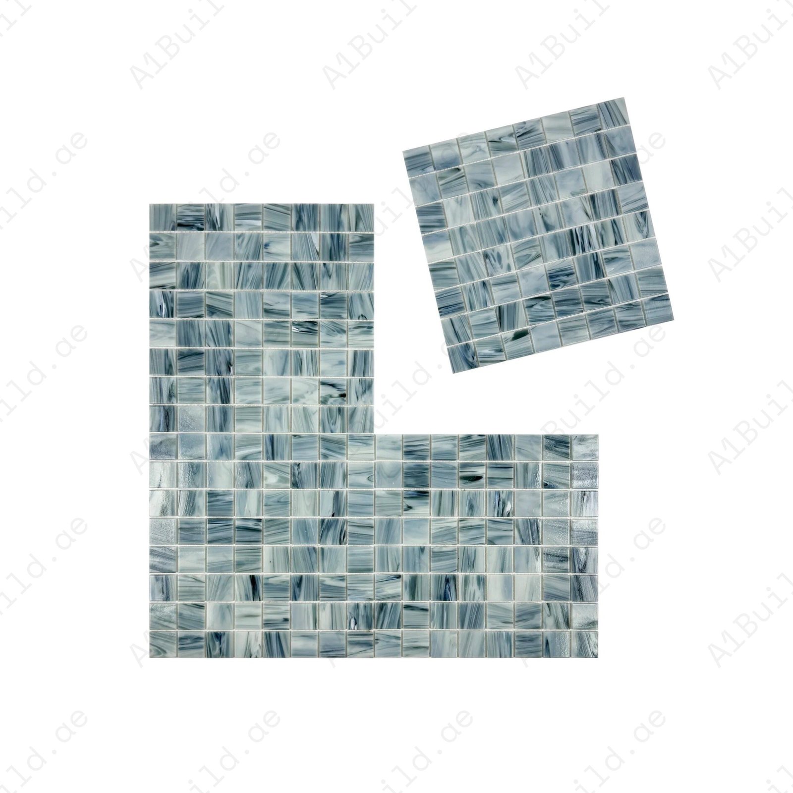 Glacial Artistry Series Pearl River Grey & Lava Grey & Steel Grey Mixed Cloud Hot Melt Glass Mosaic - Image 2