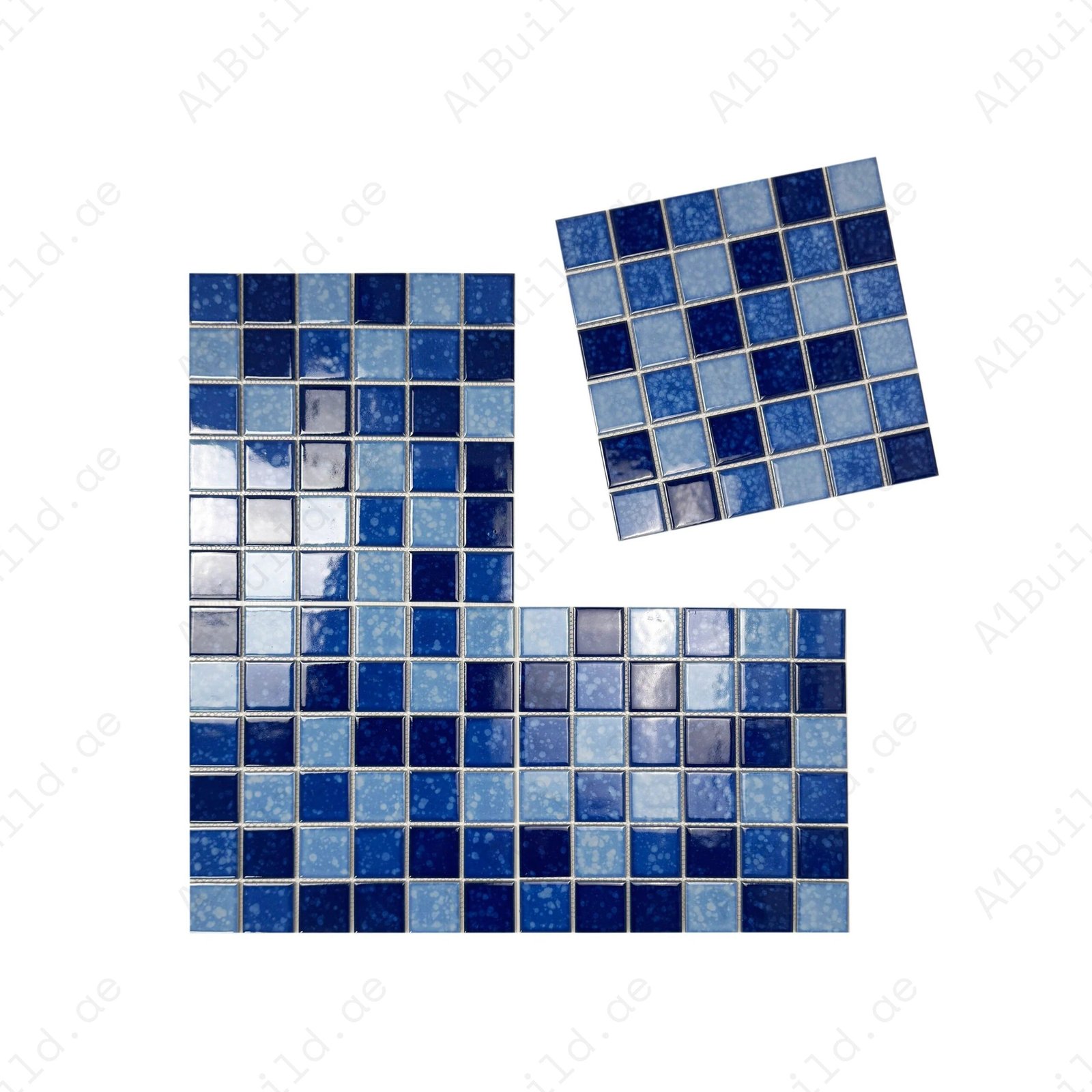 Midnight Splendor Series Sky Blue & Cobalt Blue & Prussian Blue Mixed Iced Flower Texture Crystalline Glazed Porcelain Mosaic - Image 2