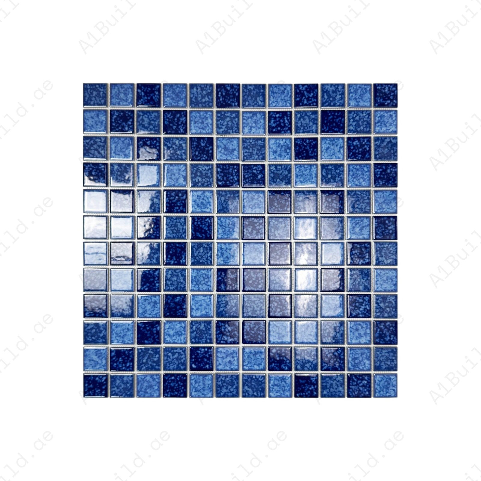 Midnight Splendor Series Sky Blue & Cobalte Blue & Midnight Blue Mixed Iced Flower Texture Crystalline Glazed Porcelain Mosaic