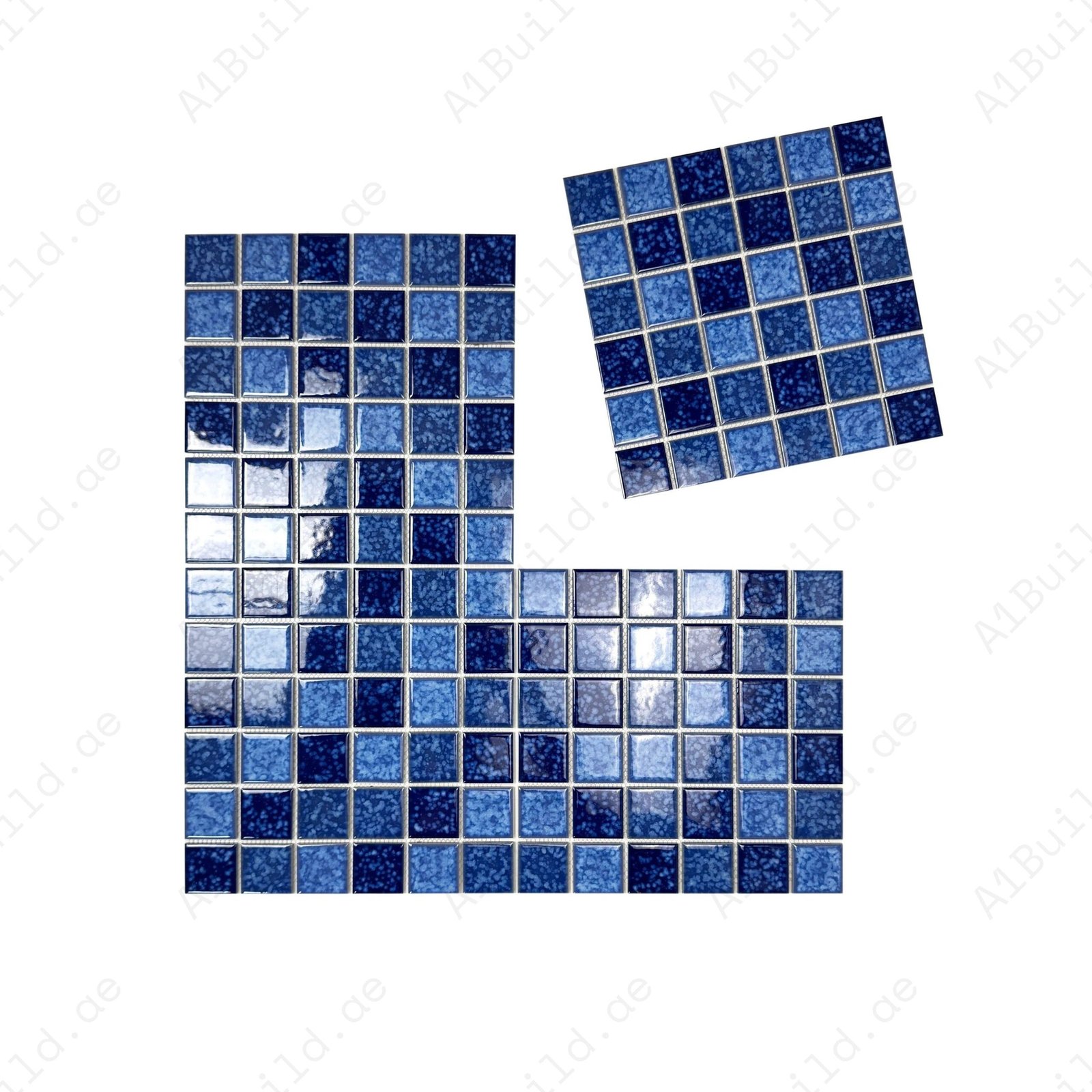 Midnight Splendor Series Sky Blue & Cobalte Blue & Midnight Blue Mixed Iced Flower Texture Crystalline Glazed Porcelain Mosaic - Image 2