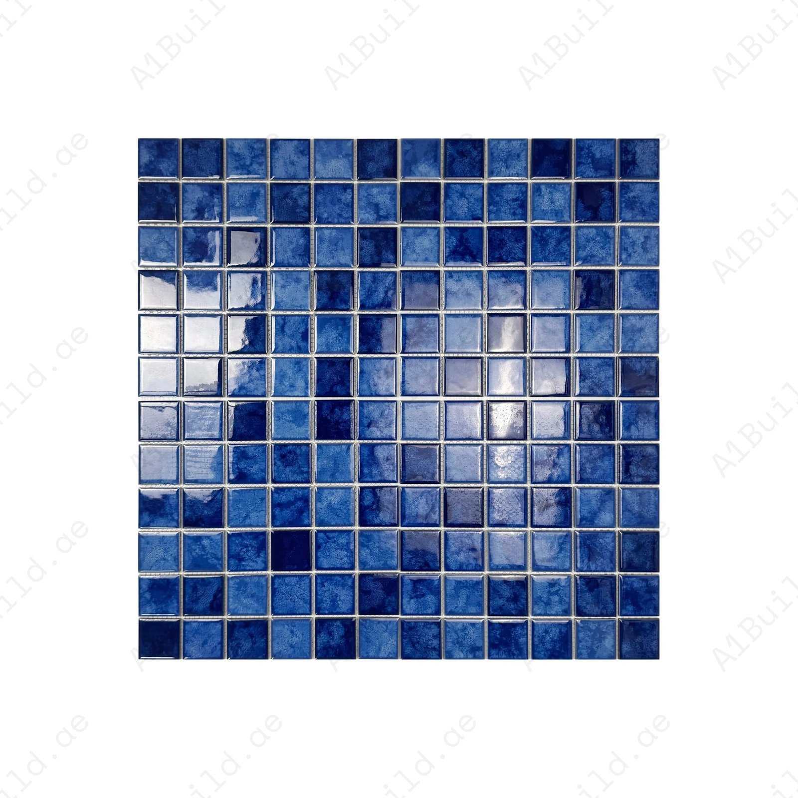 Midnight Splendor Series Sky Blue& Cobalt Blue & Navy Blue Mixed Iced Flower TextureCrystalline Glazed Porcelain Mosaic