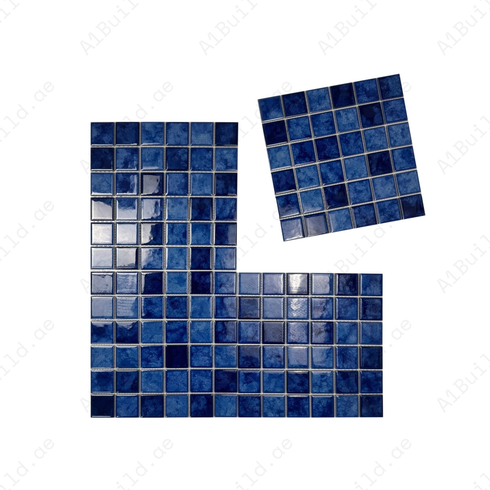 Midnight Splendor Series Sky Blue& Cobalt Blue & Navy Blue Mixed Iced Flower TextureCrystalline Glazed Porcelain Mosaic - Image 2
