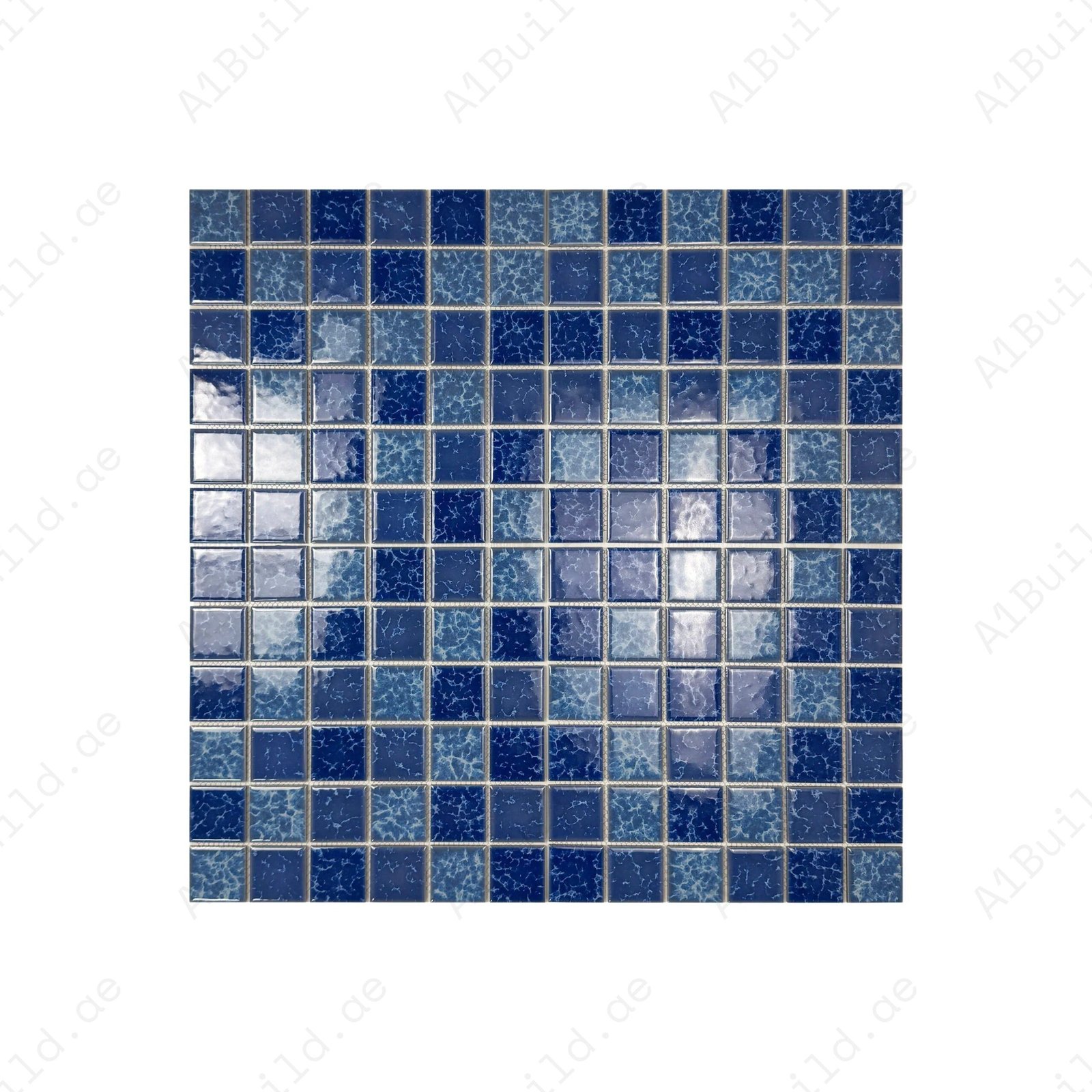 Midnight Splendor Series Sky Blue & Ultra Marine Blue Mixed Lightning Texture Crystalline Glazed Porcelain Mosaic