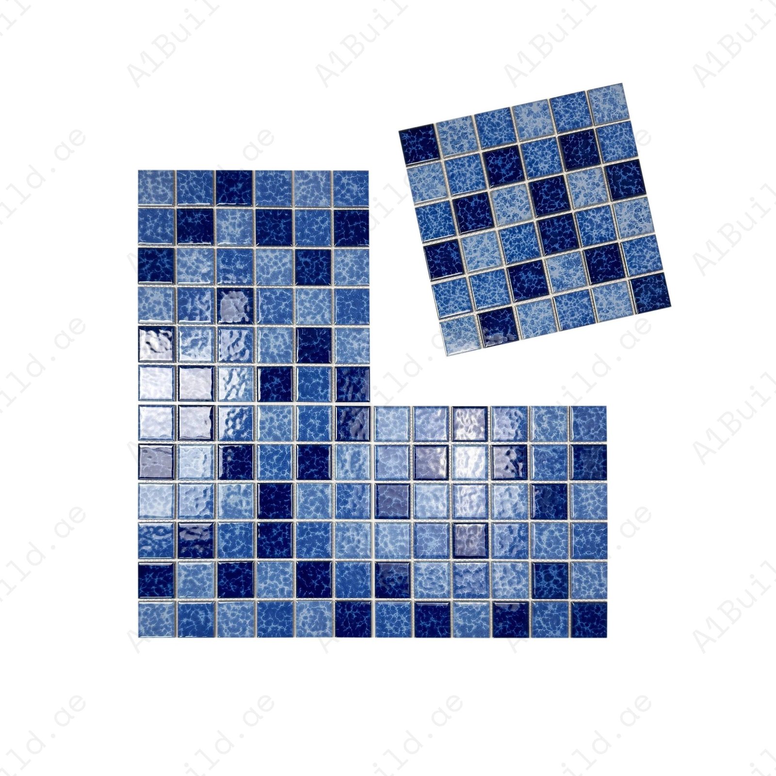 Midnight Splendor Series Sky Blue & Ultra Marine Blue & Navy Blue Mixed Lightning Texture Crystalline Glazed Porcelain Mosaic - Image 2