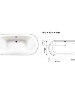 Alternative view of Majestic acrylic bathtub – elevate your bathing experience with 180x80x43cm dimensions for supreme comfort and luxury