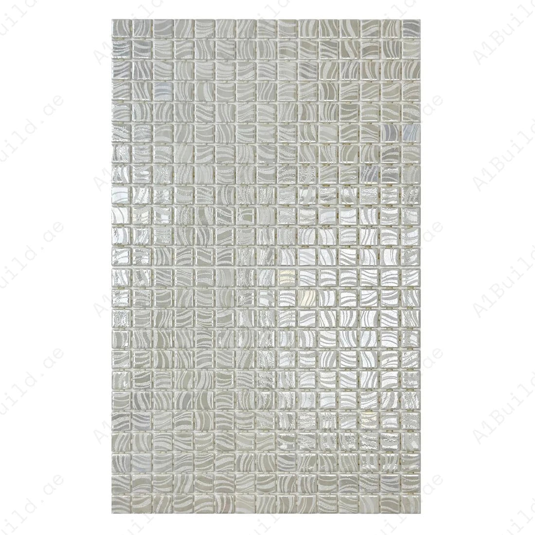 Spanish Mosaic Series Milky White Shinny Streaks And Swirls Texture Recycled Glass Mosaic